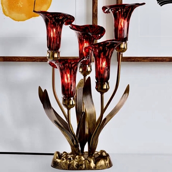 Lamp - Lily 5Light Ruby Red 15x20inches