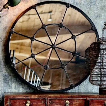 36W/36H - Rosette Grid Blackened Iron Round