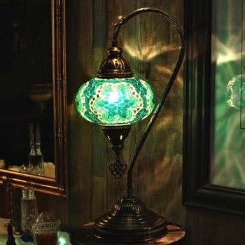 Lamp - Mozaist Turkish Swan 7x18in Bronze Emerald