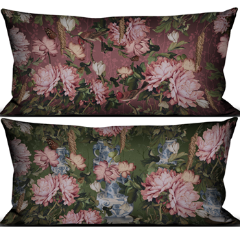 Voglio Bene France - Velvet Cushion Headboard Porcelaine - 55x28in with Feather Insert