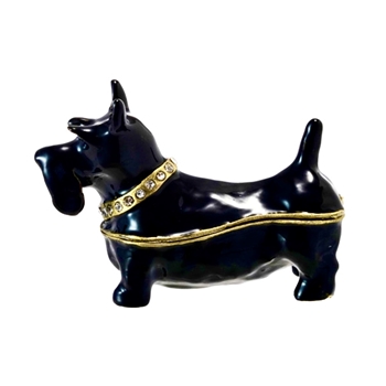 Box - Scottie Enamel Black & Gold 4x2in