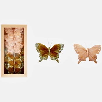 Ornament - Butterfly Clip Sequins Box of 6