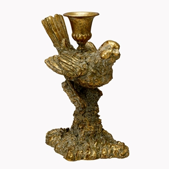 Candlestick -  Taper Bird Gold Finished Resin 5x3x7in