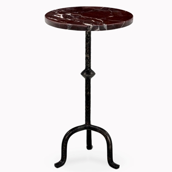 Accent Table - Jocelyn Marble Cordovan Marble, Black Iron  12x21in