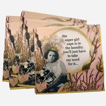 Erin Smith - Paper Cocktail Napkin Super Girl Cape
