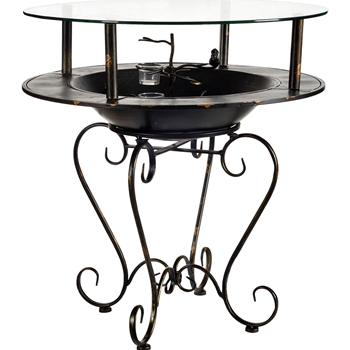 Bistro Table - Black Iron, Glass top with under Pit 28x30in