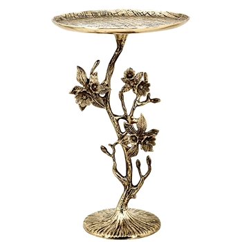 Accent Table - Blossoms Gold Finished Aluminum 14x24in