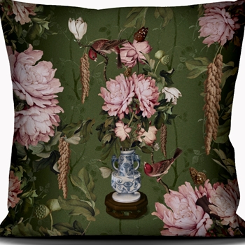 Voglio Bene France - Velvet Cushion - Porcelaine 20SQ - Luscious Synthetic Down Insert