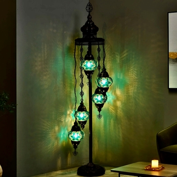 Lamp Floor - Mozaic  Green 14x54in 5 Globe
