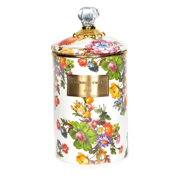 White Flower Market Canister - Large 64OZ 5W/9.75H