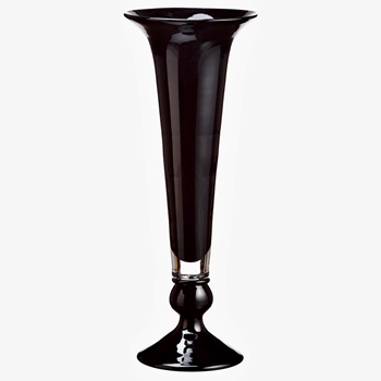 Urn - Trumpet Vase Black Glass 6x16in