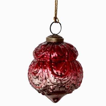 Ornament - Glass Finial Berry Red 4in