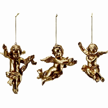 Ornament - Cherubs Gold 3 Styles 5in Sold Individually