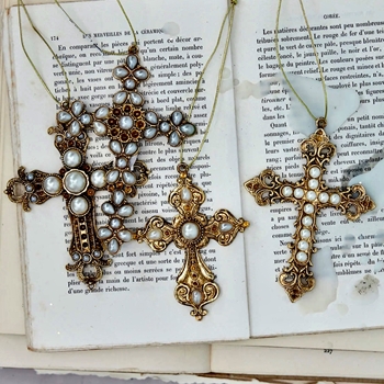 Ornament - Cross With Pearls 5in 4 Styles Sold Individually