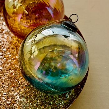 Ornament - Globe Iridescent Azure 5in