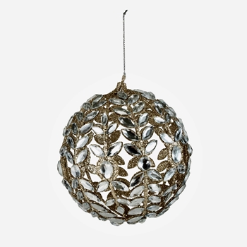 Ornament - Crystal Ball Glittered 4in