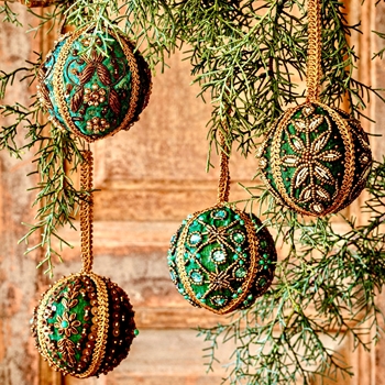 Ornament -  Globe Majestic Teal Jewelled  3in