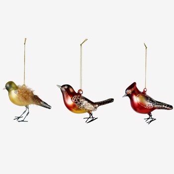 Ornament - Glass Birds  3ast  4in Sold Individually