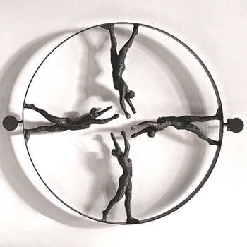 46W/46H Wall Sculpture - Circle Reaching Patina