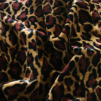 Silk Velvet - Leopard Print Safari - 45IN, 18% Silk, 82% Rayon, Delicate Wash