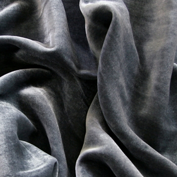 Silk Velvet - Silver - 45IN, 18% Silk, 82% Rayon, Delicate Wash