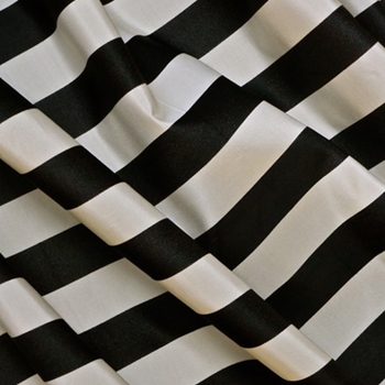 Silk Satin Taffeta Stripe - Ivory Black 1.25 IN - 100% Silk, 54in, Vertical up the roll. Dry Clean Only, Do not expose to sunlight.