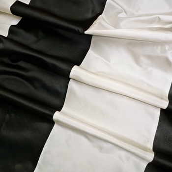 Silk Satin Taffeta Stripe - Ivory Black 9 IN - 100% Silk, 54in, Vertical up the roll. Dry Clean Only, Do not expose to sunlight.