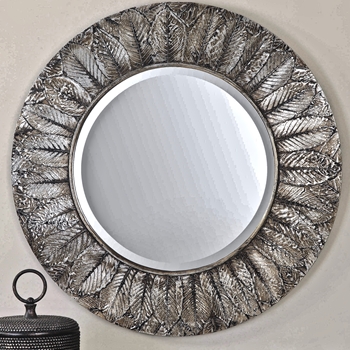 36W/36H Mirror - Foliage Antique Silver Leaf