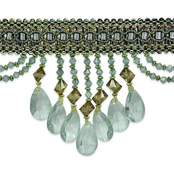 Glass Fringe - Isabella Pewter 4in - Sold by Metre