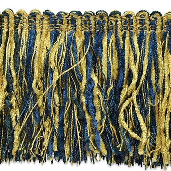 Moss Fringe Cobalt Gold Chenille 4in