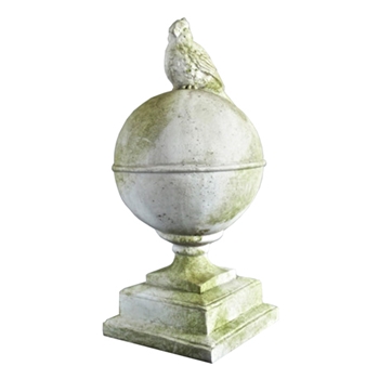 Bird/Globe Finial 9W/20H White Moss