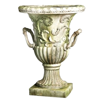 Handle Urn 22W/30H White Moss