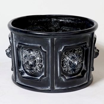 Planter - Lion's Head 17W/11H Dusted Black Fiberglass