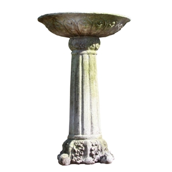 Corinthian Birdbath 14W/22H White Moss