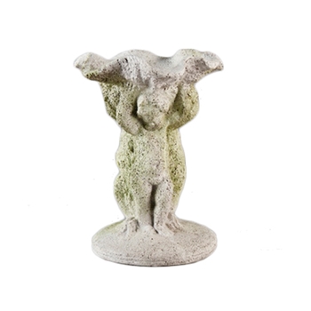 Cherub Trio Candle Holder 7W/9H White Moss