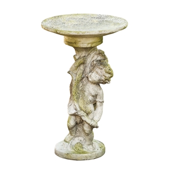 Birdbath Boy of Barga 18W/28H White Moss