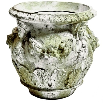 Planter Della Robbia 19W/20H White Moss