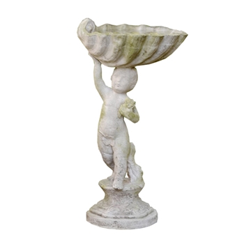 Birdbath Lucca 10W/12D/22H White Moss