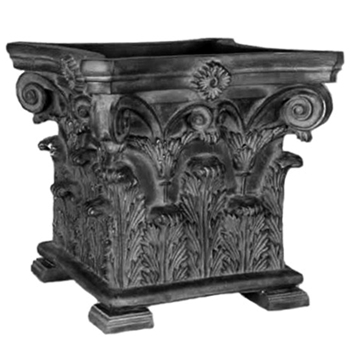 Planter - Corinthian 17W/17H Fiberglass Dusted Black