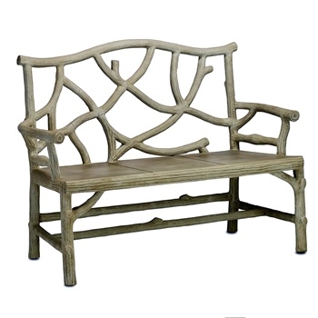 Bench - Woodland - Garden Faux Bois Concrete  49W/21D/38H