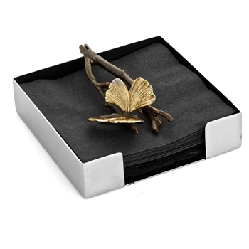 Aram Butterfly Ginkgo Napkin Box Beverage 6IN