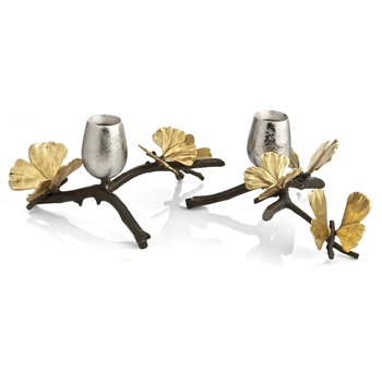 Aram Butterfly Ginkgo Candleholder Pair 16W