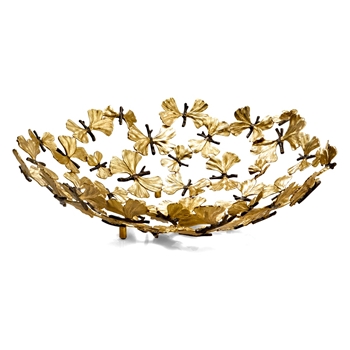 Aram Butterfly Ginkgo Basket Centrepiece 19W/4.5H