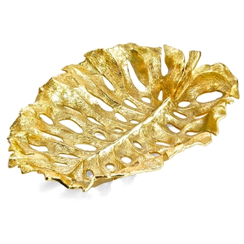 Aram Gold Leaf Bowl Monstera 22L/16W/5H