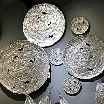 39W/39H Wall Sculpture - Disc Molten Silver