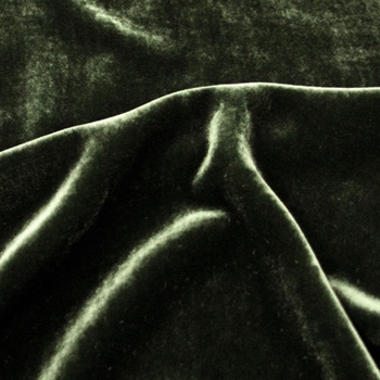 Silk Velvet - Emerald Deep Olive - 45IN, 18% Silk, 82% Rayon, Delicate Wash