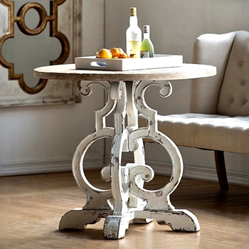 Bistro Table - Scroll White Wash 36W/32H