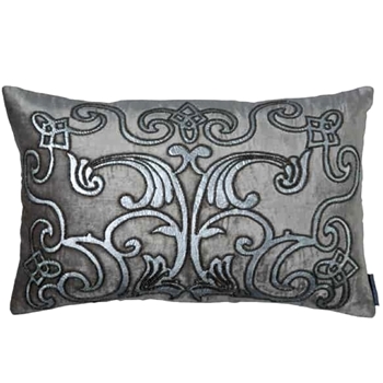 Lili Alessandra - Mozart Platinum Silver Velvet Cushion 22W/14H 