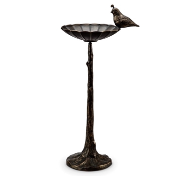 Birdbath Feeder Quail Bronzed Iron 12W/27H