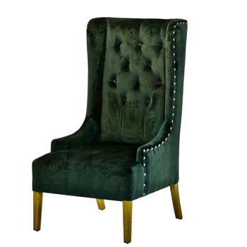 Armchair Wing - Tufted Emerald Velvet 24W/28D/46H